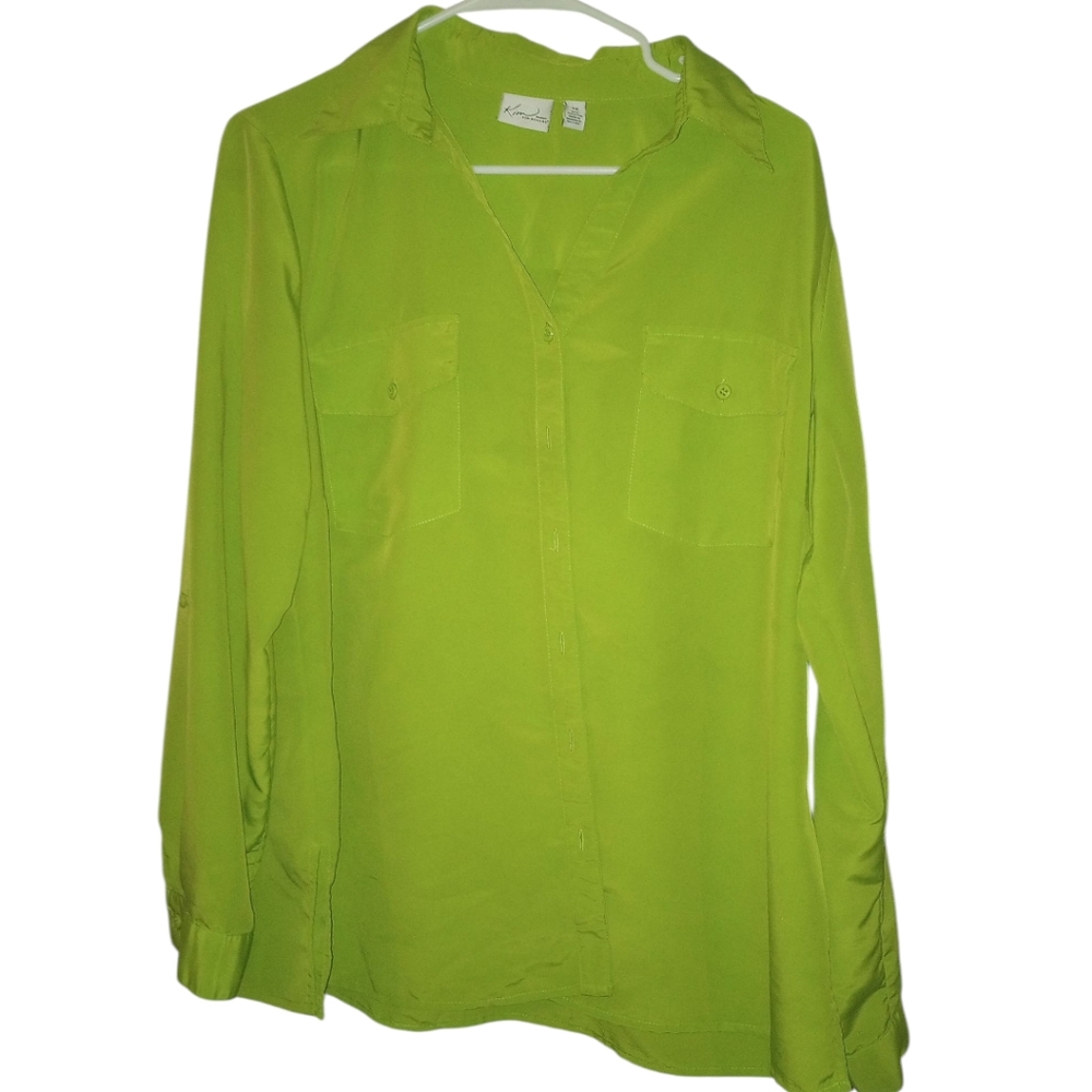 Kim Rogers Lime Green Button-Up Blouse